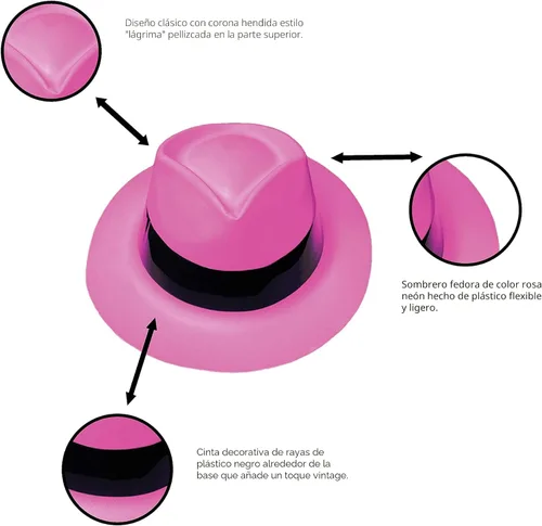 Miniatura 3 de Super Z Outlet Paquete de 12 sombreros de vestir estilo mafia de neón estilo gángster fedora sombreros de cumpleaños para niños, suministros