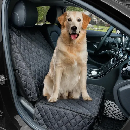 Miniatura 3 de PETICON Funda impermeable para asiento delantero de automóvil, paquete de 2 unidades, funda de asiento de automóvil para perro de protección Negro