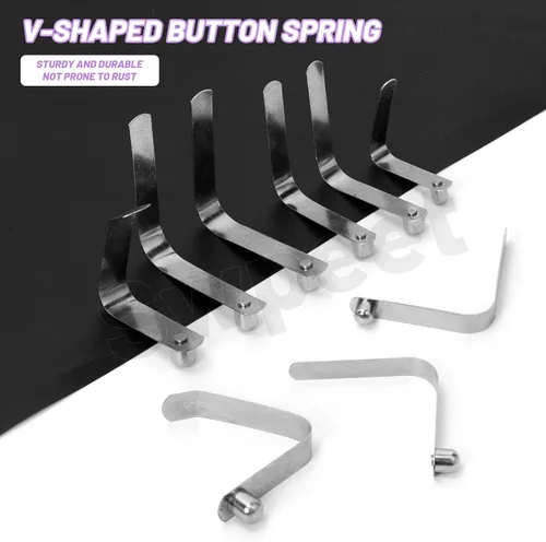 Miniatura 3 de Swpeet Juego de 21 clips de resorte de botón en forma de V de acero inoxidable de 7 tamaños, clips de resorte a presión de paleta de kayak de un