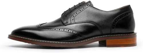 Miniatura 6 de DESAI Zapatos de vestir clásicos Oxford para hombre, zapatos formales de cuero de grano completo con cordones para hombre