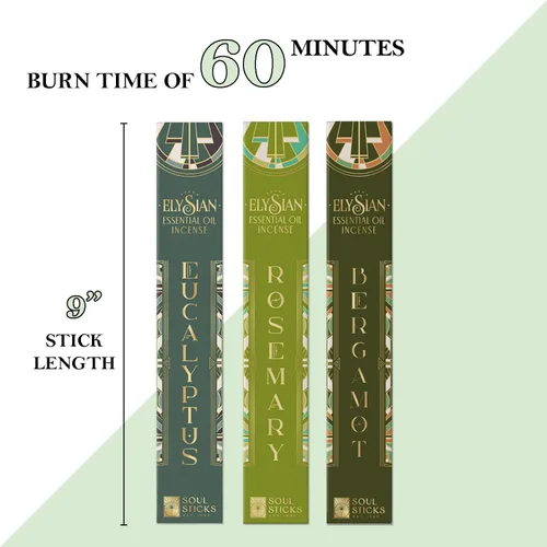 Miniatura 4 de Soul Sticks Elysian - Juego variado de 3 unidades, 10 varillas por paquete, aceites esenciales naturales, juegos de incienso con fragancia