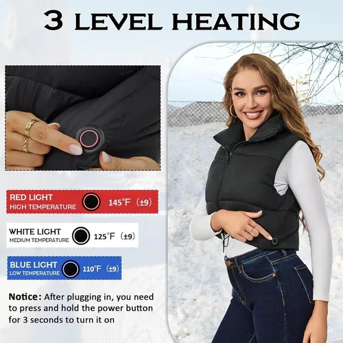 Miniatura 4 de Chaleco térmico para mujer, chaleco ligero de invierno sin mangas para mujer, chaleco de calefacción, 5 piezas de chaleco de calefacción, 3