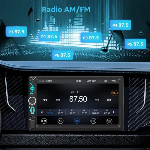Miniatura 6 de 7 "con cable doble DIN coche estéreo Carplay Radio pantalla para receptores de audio de coche, Bluetooth Car Play Android Auto Touchscreen, FM