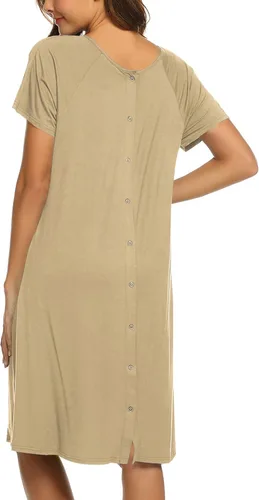 Miniatura 4 de Ekouaer - Camisón con botones y manga corta para mujer, vestido para lactancia, parto, hospital y maternidad, tallas S-XXL
