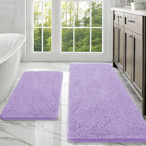 Miniatura 73 de OLANLY Juego de alfombras de baño de 2 piezas, alfombras de baño de chenilla suave y absorbente y alfombra de contorno en forma de U para inodoro