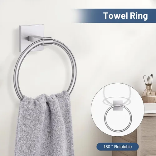 Miniatura 3 de TURS Juego de 5 Piezas de Accesorios de Ferretería de Baño de Níquel Cepillado, Juego de Barras para Toallas de Baño de Acero Inoxidable SUS304, Kit