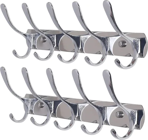 Miniatura 16 de SKOLOO Perchero de pared moderno, perchero de pared de metal con 5 ganchos, resistente riel de pared para colgar abrigos, chaquetas, ropa, Negro