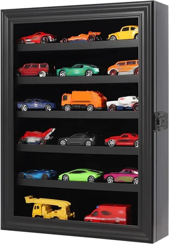 Vitrina de autos de juguete a escala 1/64, vitrina de exhibición de coche fundido a presión, modelo de montaje en pared, gabinete de almacenamiento