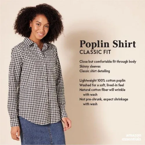 Miniatura 2 de Tienda Essentials Camisa de popelina con botones y manga larga para mujer