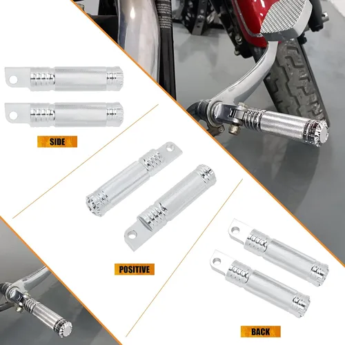Miniatura 3 de Estriberas de Motocicleta Montaje Macho Reposapiés Compatibles con Harley Sportster XL883 XL1200 Touring Road King Softail Dyna (Cromo)