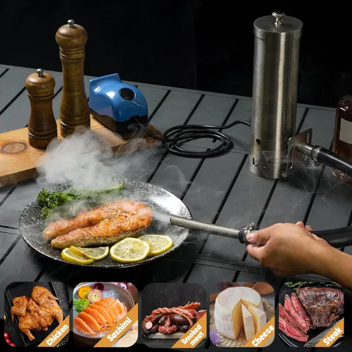 Miniatura 6 de Generador de humo frío con tapa y bomba de aire, ahumador eléctrico portátil para barbacoa, pellets de madera, ahumador al aire libre, accesorio