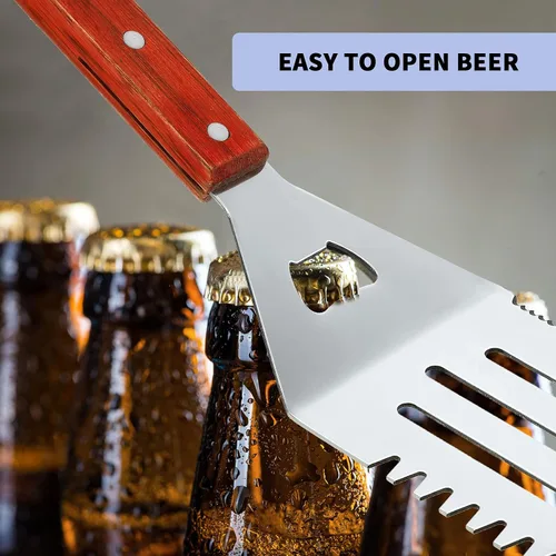 Miniatura 5 de 2 espátulas de parrilla extralargas para barbacoa y parrilla, accesorios de acero inoxidable para parrilla, espátula ranurada y espátula de cocina