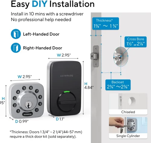 Miniatura 9 de ULTRALOQ U-Bolt - Cerradura inteligente WiFi 5 en 1 con sensor de puerta, cerradura inteligente con cerrojo de puerta WiFi, control remoto