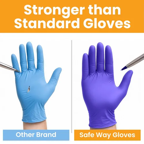 Miniatura 5 de Safeway Guantes de examen de nitrilo, 6000 unidades, sin polvo, sin látex, con puntas de los dedos texturizadas, grado médico, alimentos, limpieza