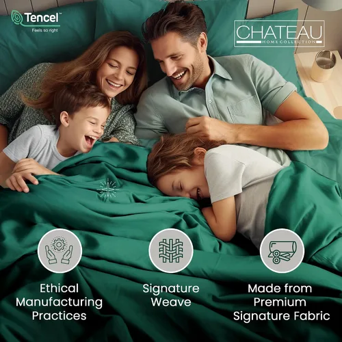 Miniatura 4 de CHATEAU HOME COLLECTION Tencel - Juego de sábanas de algodón suave, transpirable de 300 hilos con certificación Oeko-TEX, tamaño King, sábanas