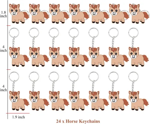 Miniatura 6 de Paquete de 24 llaveros de poni, recuerdo de fiesta para los amantes de los ponis, regalo de regreso de invitados, fiesta temática de animales