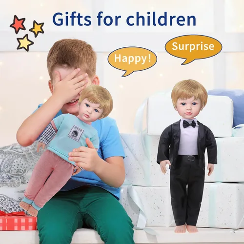 Miniatura 6 de Ropa de muñeca de 16 pulgadas para niño, ropa casual, chaqueta a cuadros, pantalones, trajes deportivos con trajes de esmoquin para accesorios