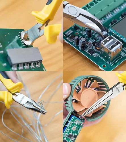 Miniatura 6 de DOWELL Juego de 6 alicates pequeños con punta de aguja, diagonal, punta de nariz doblada y línea para hacer manualidades, reparar dispositivos