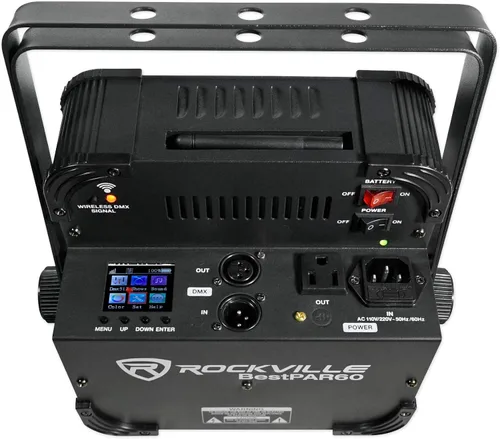 Miniatura 7 de Rockville Best PAR 60 - Luces de lavado recargables RGBWA+UV Par con DMX inalámbrico, batería de 13,200 mAh, LED de 6 x 6 W, ángulo de haz de 30