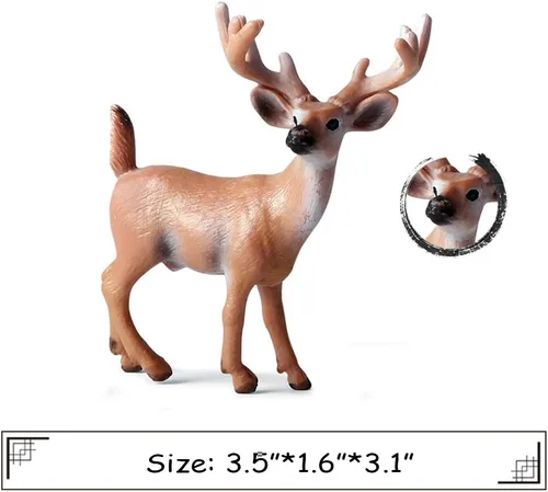 Miniatura 3 de Paquete de 6 figuras de ciervos de animales del bosque, figuras de animales del bosque, suministros de fiesta, Navidad, Buck Doe Fawn para baby
