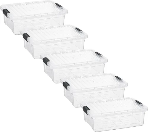 Miniatura 11 de Superio Cajas de almacenamiento transparentes con tapas, contenedores de plástico de 2.5 cuartos de galón para organizar, cajas apilables, sin BPA