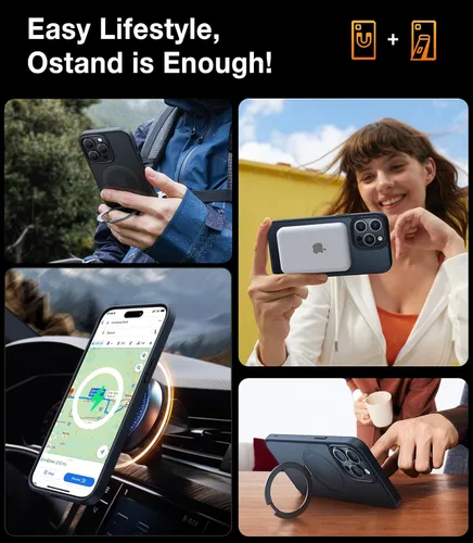 Miniatura 6 de TORRAS Funda Ostand ultra magnética para iPhone 15 Pro [compatible con MagSafe] [soporte resistente y soporte para anillo] grado militar, a prueba