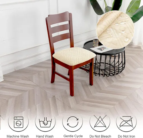 Miniatura 7 de Genina Fundas de asiento de silla impermeables para comedor, funda protectora para cocina, hotel (4, patrón 1-beige)