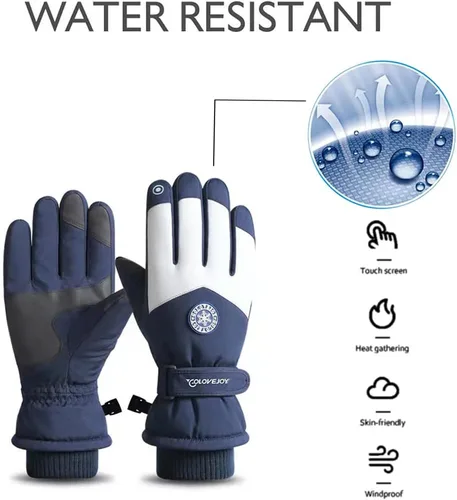 Miniatura 2 de ZJRXM Guantes de esquí impermeables para pantalla táctil, guantes de nieve para hombres y mujeres, antideslizantes, guantes de invierno cálidos