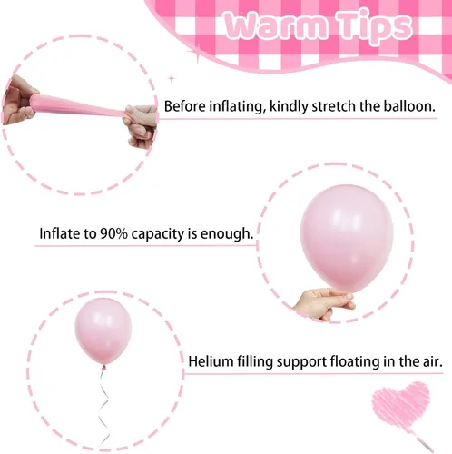 Miniatura 3 de Funhot - Set de globos rosados, 60 globos de látex rosa intenso, 30,5 cm, globos de confeti rosa, globos de fiesta metálicos rosa pastel, helio