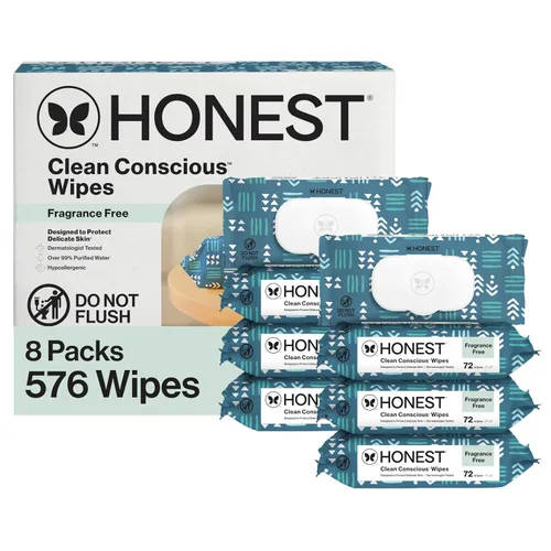 Miniatura 30 de The Honest Company - Toallitas limpiadoras para bebé con 99% de agua, respetuosas con el medioambiente, a base de plantas, hipoalergénicas