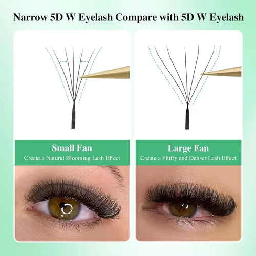 Miniatura 38 de NAGARAKU Extensiones de pestañas falsas en forma de W de 4D, suaves y naturales, con volumen, rizado D, 0.07mm, mezcla de 8-15mm, abanico 0.07-D 4D W