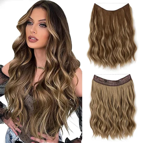 Miniatura 22 de SARLA Extensión de Cabello con Alambre Invisible con 3 Clips Pieza de Cabello Sintética Corta de Ondas de Playa Diadema Transparente Ajustable