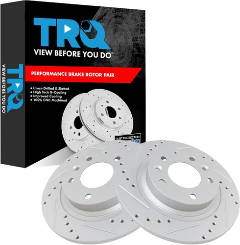 Miniatura 62 de TRQ Juego de rotores de freno de rendimiento trasero con revestimiento G premium compatible con Mazda 6 2014-2021