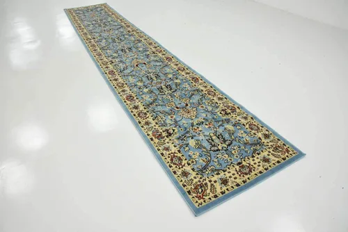 Miniatura 4 de Unique Loom Kashan Collection - Alfombra tradicional con diseño floral, color negro Celeste/azul marino
