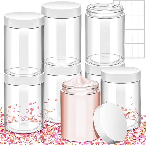 Miniatura 12 de Paquete de 10 tarros de plástico de 4 onzas con tapas, recipientes redondos de 4.2 fl oz para cosméticos, tarros de maquillaje, tarro