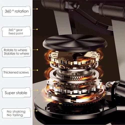 Miniatura 5 de Soporte de tableta para iPad, soporte de escritorio giratorio de 360°, soporte de escritorio plegable ajustable de acero al carbono, para iPad Pro