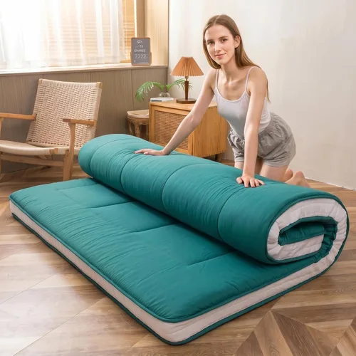 Miniatura 16 de MAXYOYO Colchón tipo futón King de espuma, cubrecolchón de cama, colchón de suelo japonés, colchón plegable, colchón de futón, almohadilla de cama