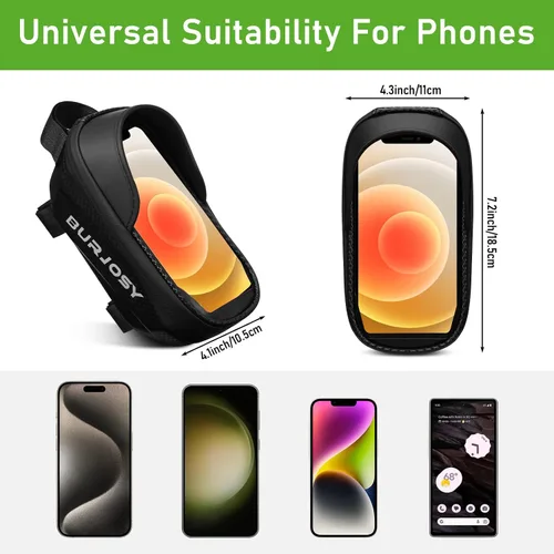 Miniatura 5 de Bolsa impermeable para teléfono de bicicleta, bolsa para manillar de bicicleta con pantalla táctil de TPU y visera solar, bolsa para marco