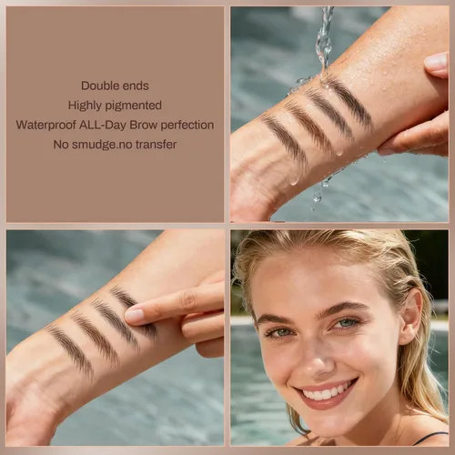 Miniatura 5 de [Paquete de 2]Lápiz de cejas, resistente al agua, maquillaje de cejas con dos extremos, kit profesional de mejora de cejas con cepillo para cejas