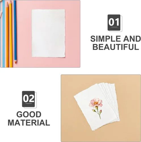 Miniatura 3 de Generic 25pcs Watercolor Paper - Thick Cotton Pulp Paper Sheets Rough Texture Deckled Edge A6 for Watercolors Acrylics Calligraphy and Creative Art