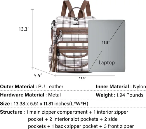 Miniatura 62 de Bolsos mochila monedero de piel sintética para mujer, bolsas con zíper, mochilas de hombro casuales