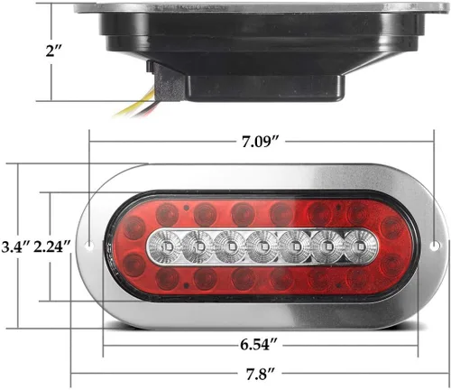 Miniatura 7 de Partsam 4 luces LED ovaladas de 6.5 pulgadas para remolque, 23 luces LED de montaje en brida, luces traseras de freno rojas, luces de marcha