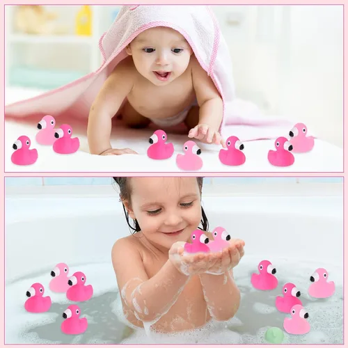 Miniatura 7 de Jerify Pato de goma flamenco a granel rosa para niños, juguetes de baño flotantes, patos flotantes de verano para playa, patos de goma para baby