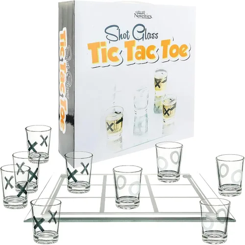 Fairly Odd Novelties Shot Glass Tic Tac Toe Juego - Diseño elegante para beber divertido, perfecto para fiestas, parejas y estrategia, tablero de
