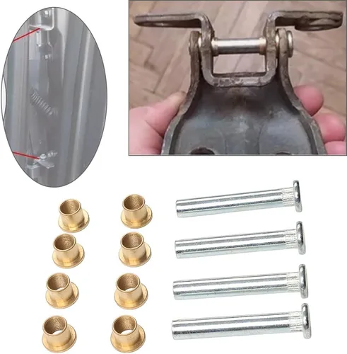 Miniatura 2 de Kit de reparación de bisagras de puerta de pasador y buje Hierro plateado y dorado para Nissan Navara D22 Frontier Pickup Truck 97-2005 4 Pc