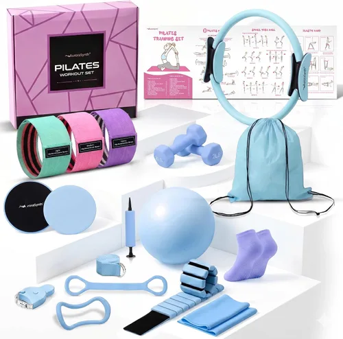 Miniatura 10 de Home Pilates Kit Pilates Equipment Set, Better Yoga Pilates Essentials Kit for Women with 14.5" Pilates Ring, Ball, Resistance Bands, Ankle Weights