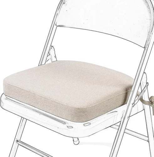 Miniatura 29 de SINOSSO Cojín de espuma viscoelástica para silla plegable, 1 unidad, almohadilla cuadrada gruesa de 2 pulgadas para silla de cocina con lazos, cojín