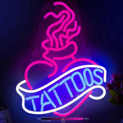 Letrero de neón de tatuaje para decoración de pared, luces LED para sala de estudio, decoración de tatuajes, letreros de neón estéticos para
