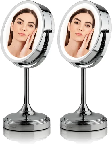Miniatura 8 de OVENTE Espejo de maquillaje de mesa de 7 pulgadas con aumento de 1X/7X, diseño giratorio de 360° y espejo de tocador independiente de doble cara