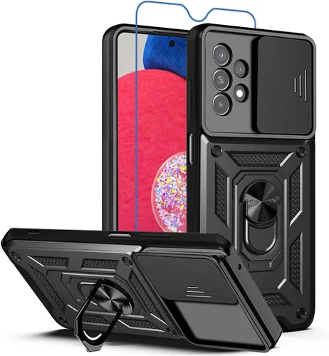 Miniatura 31 de Funda para teléfono Galaxy A06 4G: con protector de pantalla de 2 piezas, cubierta deslizante para cámara y soporte multiángulo para Samsung Galaxy